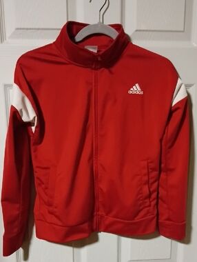 adidas Kids Red Jacket with White Accents